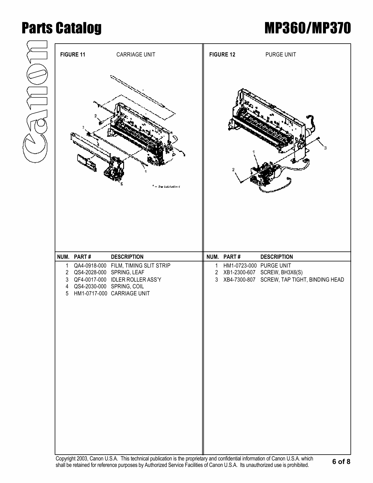 Canon MultiPASS MP-360 MP370 Parts Catalog Manual-6